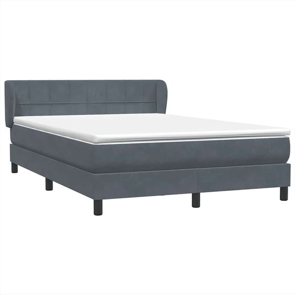 vidaXL Sommier &agrave; lattes de lit et matelas gris fonc&eacute; 140x210cm velours