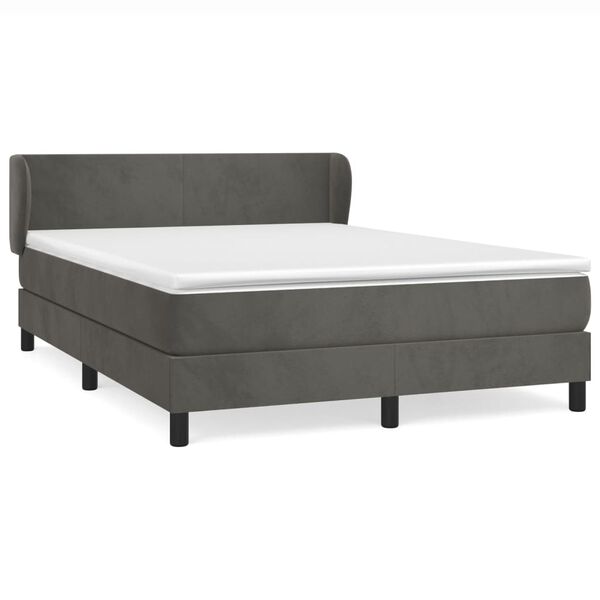 vidaXL Sommier &agrave; lattes de lit et matelas Gris fonc&eacute; 140x190cm Velours