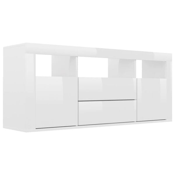 vidaXL Meuble TV Blanc brillant 120x30x50 cm Bois d'ingénierie