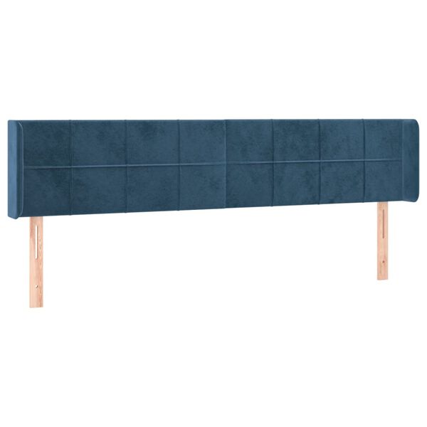 vidaXL T&ecirc;te de lit avec oreilles Bleu fonc&eacute; 163x16x78/88 cm Velours