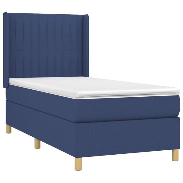 vidaXL Sommier &agrave; lattes de lit avec matelas Bleu 80x200 cm Tissu
