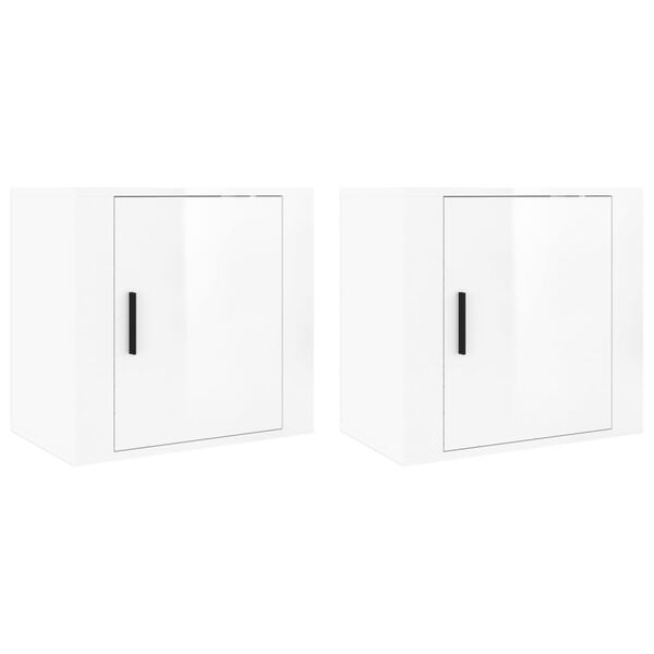 vidaXL Tables de chevet murales 2 pcs Blanc brillant 50x30x47 cm