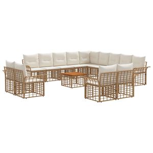 vidaXL Ensemble de canap&eacute;s d'ext&eacute;rieur 14 pc Blanc Naturel et Cr&egrave;me