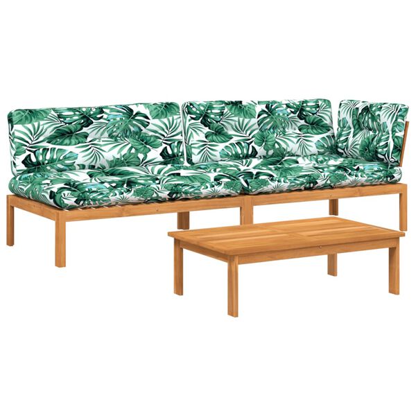 vidaXL Salon palette de jardin avec coussins 3pcs bois d'acacia massif
