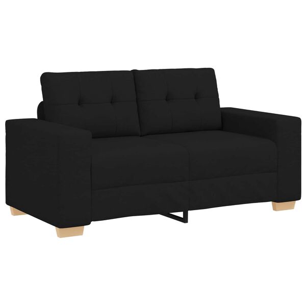 vidaXL Canap&eacute; 3 pcs Noir 221 x 80 x 80 cm Tissu en lin m&eacute;lang&eacute;