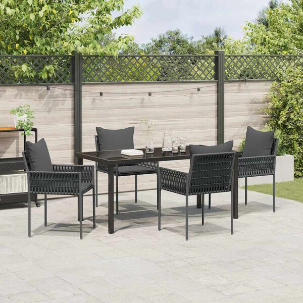 vidaXL Ensemble de salle &agrave; manger pour jardin 5 pcs Noir et gris