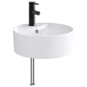 vidaXL Lavabo avec robinet et &eacute;vacuation Noir Mat 40,5 x 40,5 x 15 cm