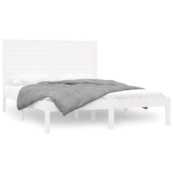 vidaXL Cadre de lit sans matelas blanc 160x200 cm bois massif