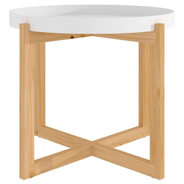 vidaXL Table basse Blanc 53x53x43,5 cm Bois d'ingénierie et pin massif