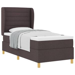 vidaXL Lit &agrave; ressorts avec matelas gris fonc&eacute; 90x190 cm Marron fonc&eacute;