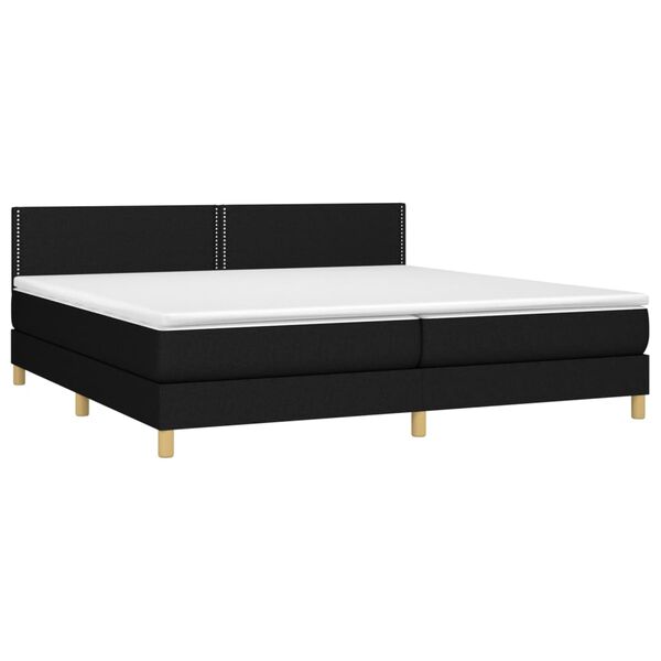 vidaXL Sommier &agrave; lattes de lit avec matelas Noir 200x200 cm Tissu