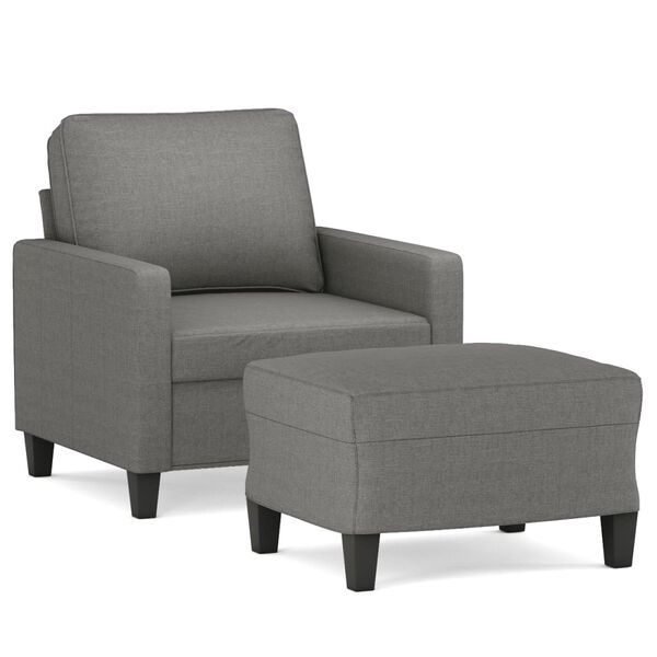 vidaXL Fauteuil avec repose-pied Gris fonc&eacute; 60 cm Tissu