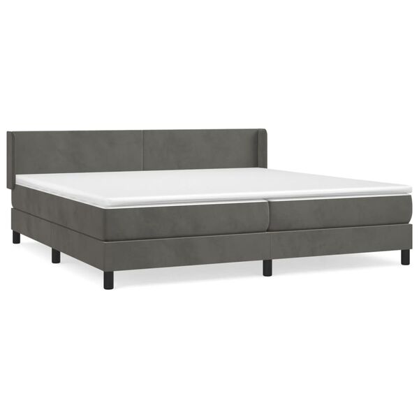 vidaXL Sommier &agrave; lattes de lit et matelas Gris fonc&eacute; 200x200cm Velours