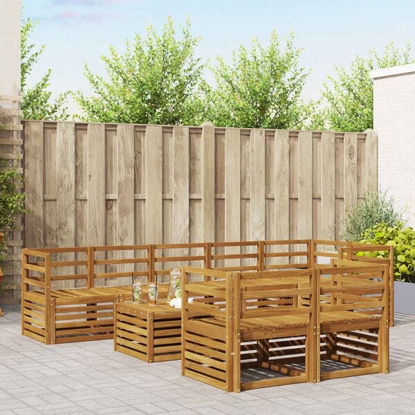 vidaXL Ensembles de canap&eacute;s 9 pcs Naturel Bois d'Acacia Massif