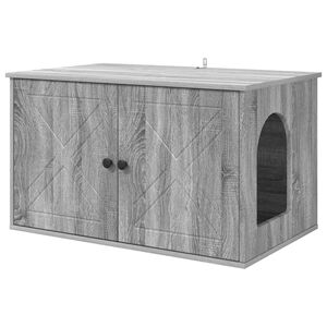 vidaXL Maison pour chat Gris Sonoma 85 x 55 x 50 cm Bois d'ing&eacute;nierie