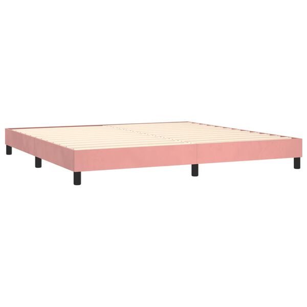 vidaXL Sommier &agrave; lattes de lit avec matelas Rose 200x200 cm Velours