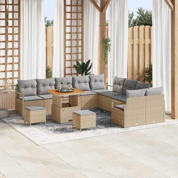 vidaXL Ensemble de canap&eacute; de jardin 13 pcs Beige et Gris clair