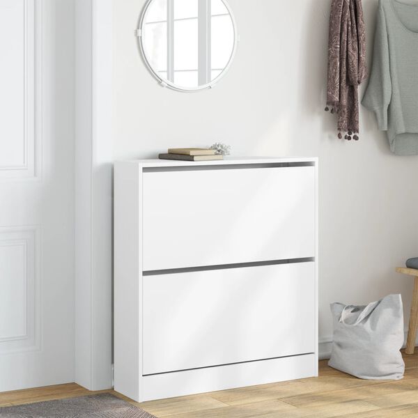 vidaXL Armoire &agrave; chaussures blanc 80x21x87,5 cm bois d'ing&eacute;nierie