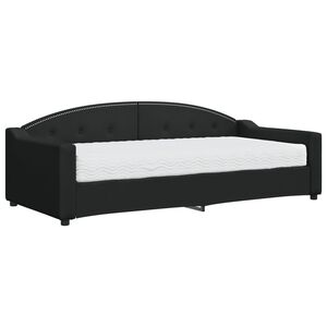 vidaXL Lit de jour avec matelas noir 90x200 cm tissu