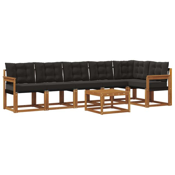 vidaXL Ensemble de canap&eacute;s d'ext&eacute;rieur 7 pcs Naturel et Noir