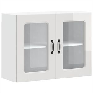 vidaXL Armoire murale de cuisine avec porte vitr&eacute;e "Kalmar" Bois d'ing&eacute;nierie blanc brillant