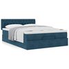 vidaXL Cadre de lit ottoman avec matelas bleu fonc&eacute; 140x190 cm velours