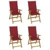 vidaXL Fauteuils pliants inclinables 4 pi&egrave;ces avec coussins en bois d'acacia massif