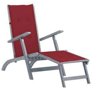 vidaXL Chaise longue d'ext&eacute;rieur repose-pied et coussin Acacia solide