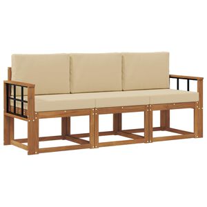 vidaXL Ensemble de canap&eacute;s d'ext&eacute;rieur 3 pcs Naturel et Beige