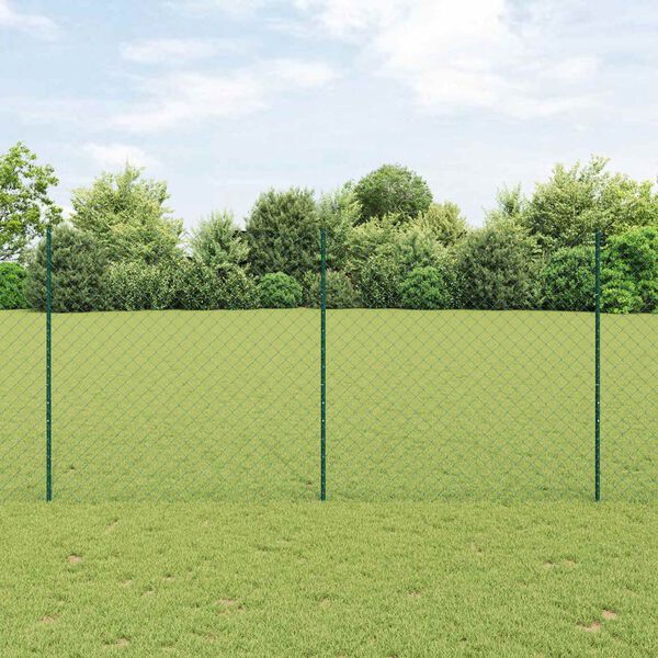 vidaXL Cl&ocirc;ture avec poteau Vert 1,6 x 10 m Acier et PVC