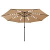 vidaXL Parasol de jardin avec lumi&egrave;res LED et m&acirc;t en m&eacute;tal 400cm taupe