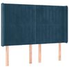 vidaXL T&ecirc;te de lit avec oreilles Bleu fonc&eacute; 147x16x118/128 cm Velours