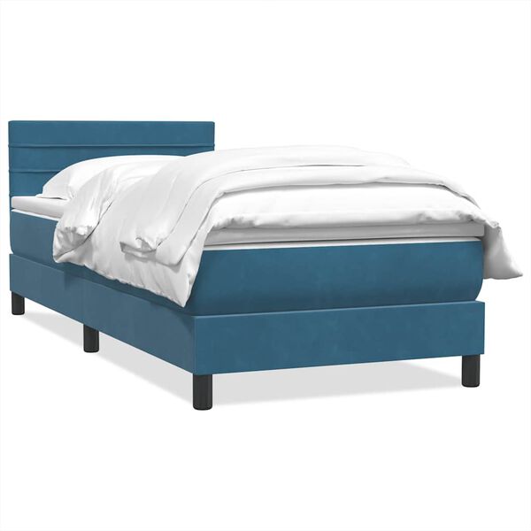 vidaXL Sommier &agrave; lattes de lit et matelas bleu fonc&eacute; 80x210 cm velours