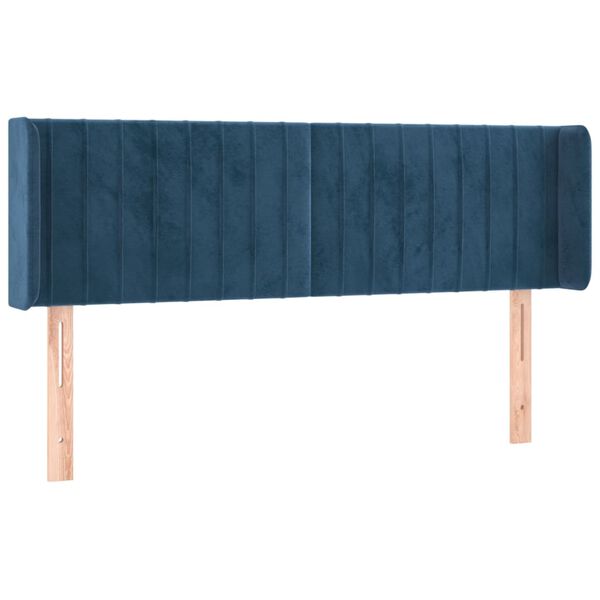 vidaXL T&ecirc;te de lit &agrave; LED Bleu fonc&eacute; 147x16x78/88 cm Velours