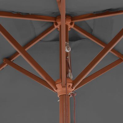 vidaXL Parasol avec mât en bois 150 x 200 cm Anthracite