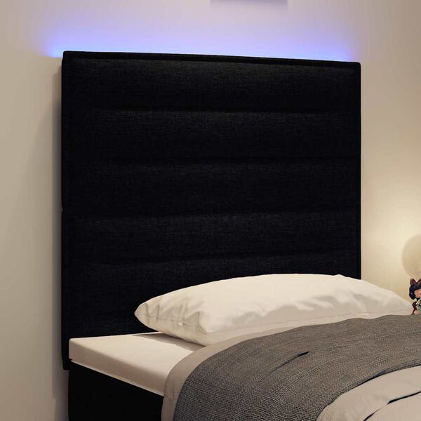 vidaXL T&ecirc;te de lit LED avec des lumi&egrave;res &agrave; LED Noir 90 cm Polyester