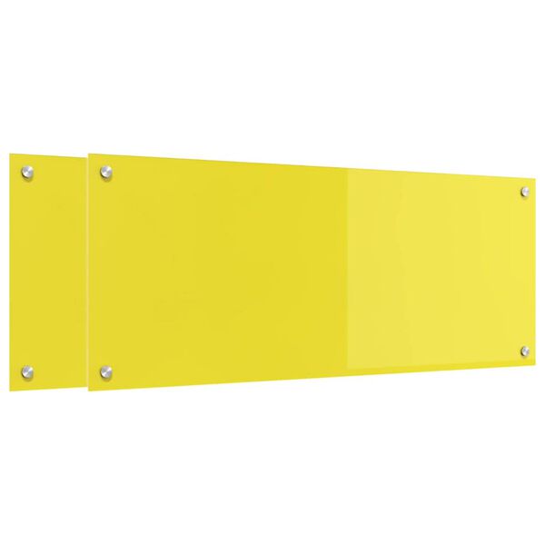 vidaXL Protection de cuisine 2 pcs Jaune 100 x 40 cm verre tremp&eacute;