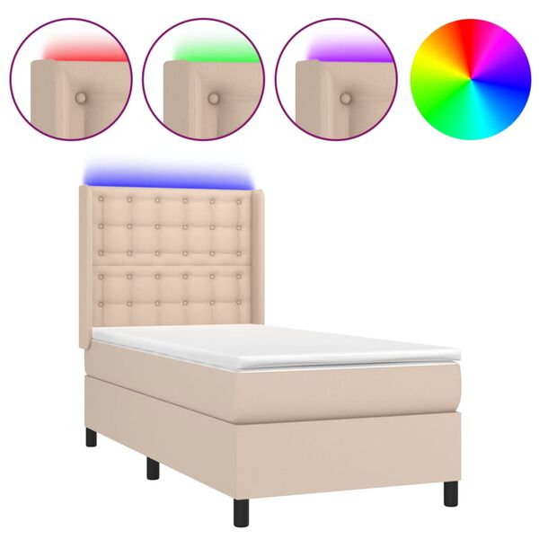 vidaXL Sommier &agrave; lattes de lit matelas LED Cappuccino 100x200 cm