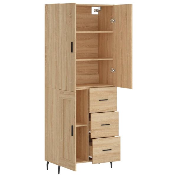 vidaXL Buffet haut Ch&ecirc;ne sonoma 69,5x34x180 cm Bois d'ing&eacute;nierie