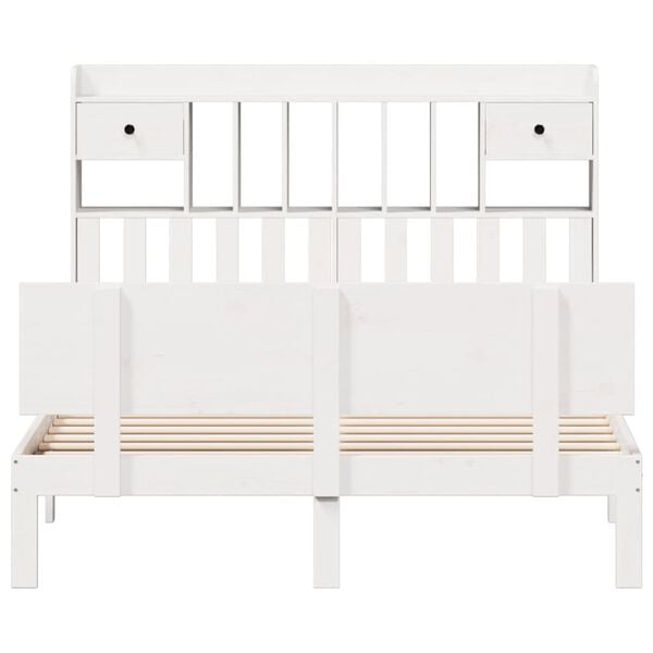 vidaXL Lit bibliothèque sans matelas blanc 140x190 cm bois pin massif