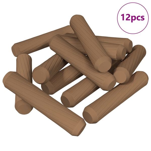 vidaXL Chevilles en bois 12 pcs Marron &Oslash;8 x 35 mm Bois massif