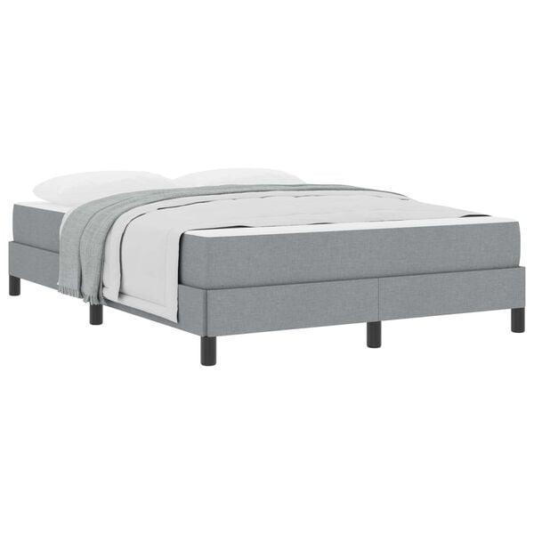 vidaXL Lit &agrave; ressorts avec matelas Gris clair 160 x 200 cm tissu
