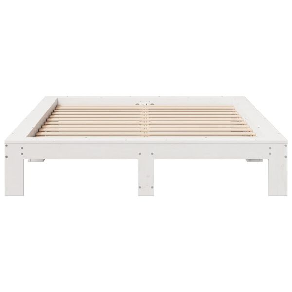 vidaXL Cadre de lit sans matelas blanc 140x190 cm bois de pin massif