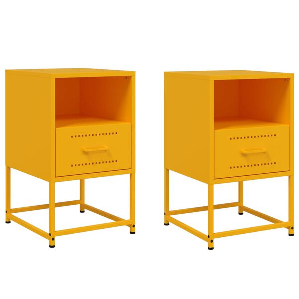 vidaXL Tables de chevet 2 pcs jaune moutarde 36x39x60,5 cm acier