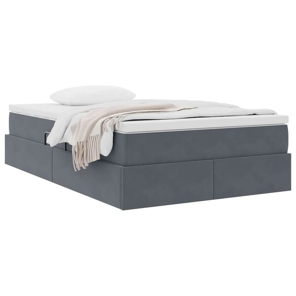 vidaXL Lit avec rangement et matelas Gris foncé 120 x 200 cm Velours