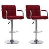 vidaXL Chaises de bar lot de 2 bordeaux tissu