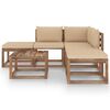 vidaXL Salon de jardin 6 pcs avec coussins beige