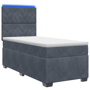 vidaXL Lit boxspring avec matelas Gris fonc&eacute; 90 x 190 cm Velours