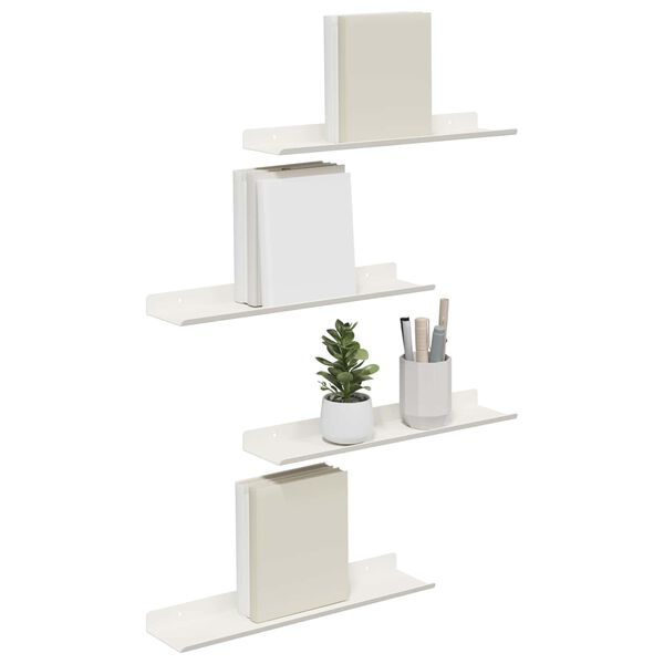 vidaXL &Eacute;tag&egrave;re flottante 4 pcs Blanc 40 x 9 x 2,5 cm Acier