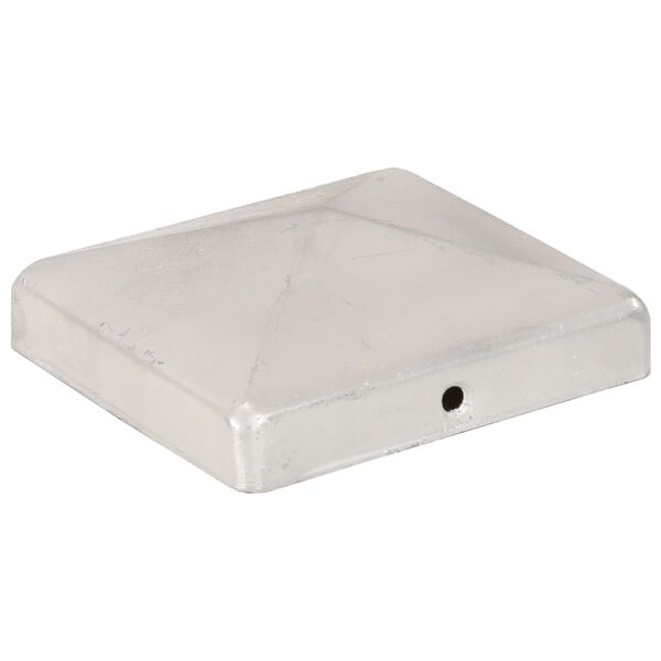 vidaXL Bouchons de poteau de cl&ocirc;ture 6 pcs M&eacute;tal galvanis&eacute; 101x101 mm